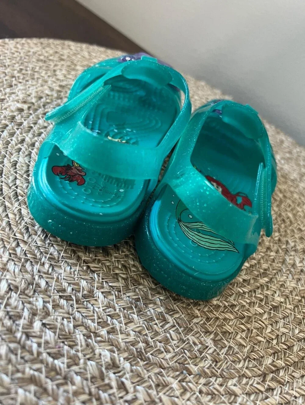 RARE Croc Isabella Ariel Little Mermaid Kids Glitter Jelly Slip-On Size 9